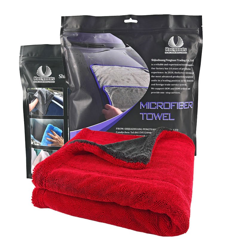 Detailing Cleaning Cloth Red Microfiber Towel Quick-Dry Link-Free Car Shop Towel Car Care Detailing Towel Car 20x20 60X90
